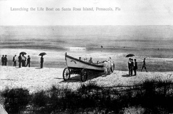 Launching the life boat on Santa Rosa Island..