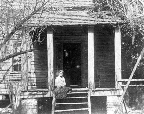 Ida Moore seated on the steps of Pinetucky Plantation house - Jefferson County, Florida