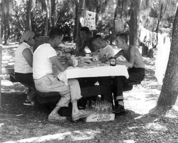Family of Fort Clinch visitors picnicking - Fort Clinch State Park, Florida