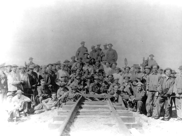 Members of the 13th Coast Artillery at railroad completion - Fort Pickens State Park, Florida