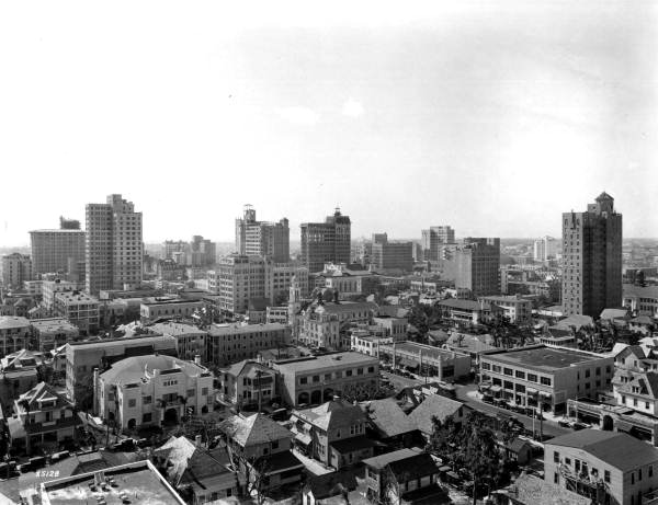Looking downtown from the Alcazar Hotel - Miami, Florida.