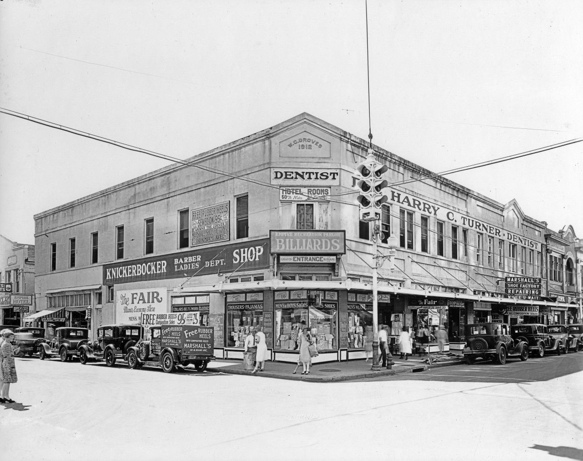 Looking at the northwest corner of Miami Avenue and 1st Street - Miami, Florida.