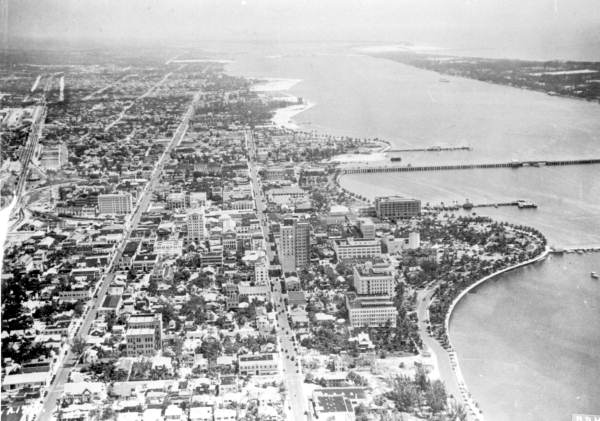 Aerial view along Lake Worth shoreline - West Palm Beach, Florida.