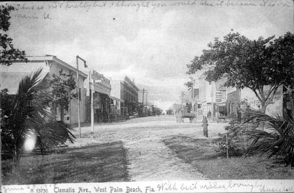 View down Clematis Street - West Palm Beach, Florida.