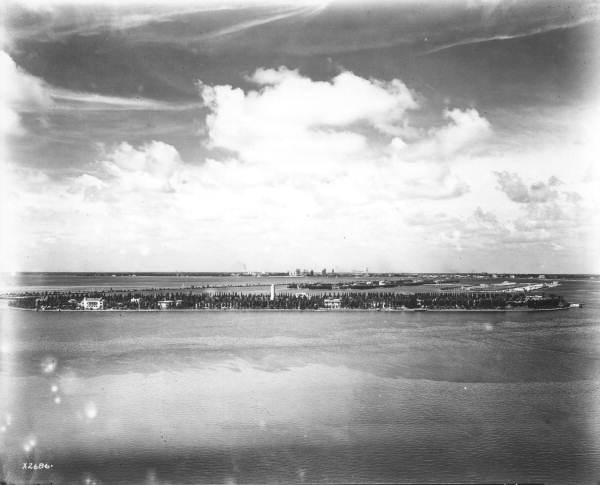 View of Star Island off county causeway with Miami in the background.