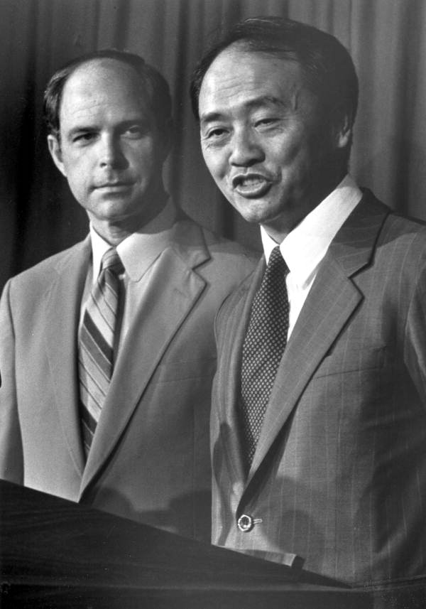 Congressman Bill Grant listening to the comments of C.J. Chen, Taiwan's chief representative in the U.S. - Tallahassee, Florida