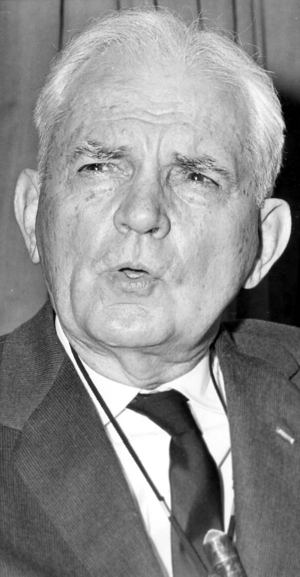 Portrait of U.S. Senator Spessard Lindsey Holland speaking about the Panama Canal - Tallahassee, Florida.