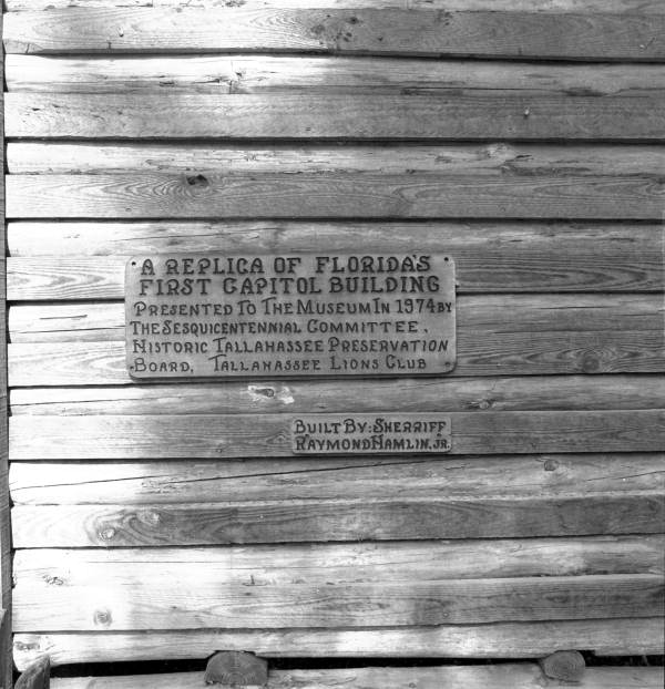 Sign on replica of Florida's first capitol building - Tallahassee, Florida.