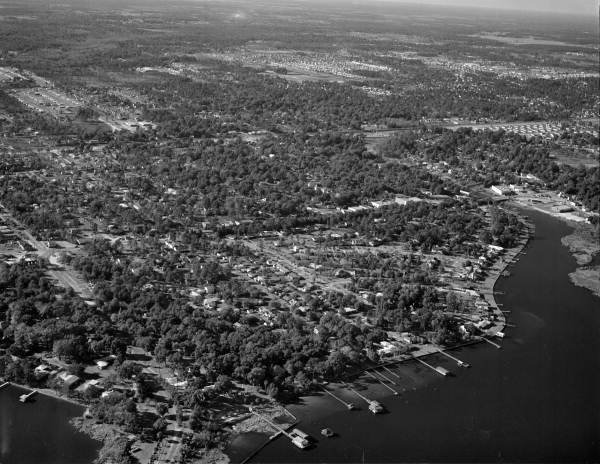 Aerial view looking over a section of Jacksonville - Duval County, Florida.