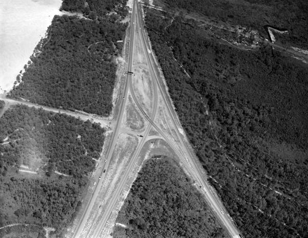 Aerial view overlooking intersection of Atlantic Boulevard with Arlington Expressway - Jacksonville, Florida.