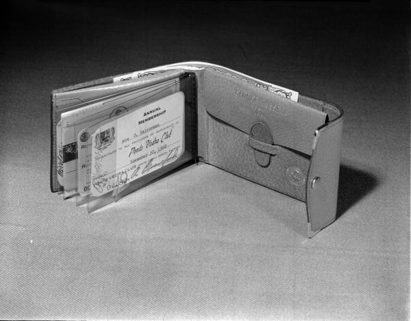 Embossed leather wallet made by Halvorford Kwikiprint - Jacksonville, Florida.