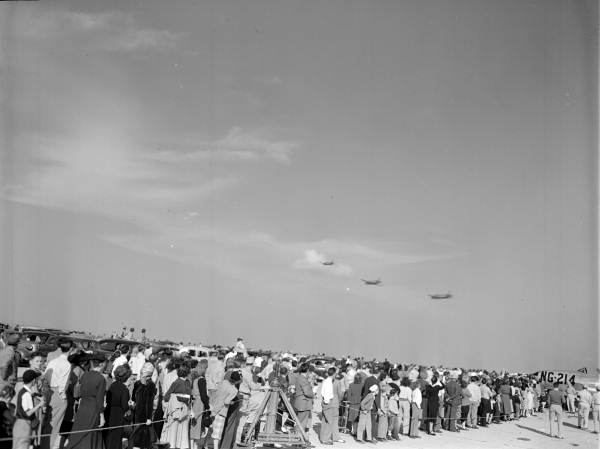 View of National Guard planes flying over crowd - Jacksonville, Florida.