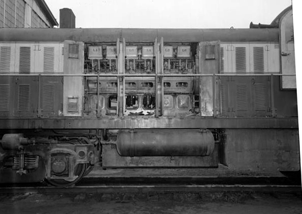 View looking at Seaboard Air Line Railroad Company diesel locomotive engine - Jacksonville, Florida