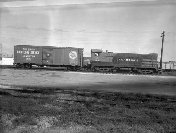 View looking toward a Seaboard Air Line Railroad Company diesel locomotive - Jacksonville, Florida