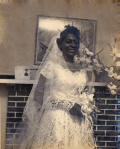 Portrait of Delores McCoy at the Tookes Hotel in Frenchtown on her wedding day.