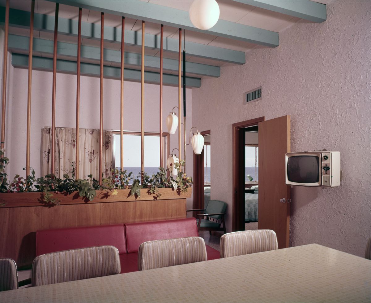 Interior view of a motel suite in Florida.