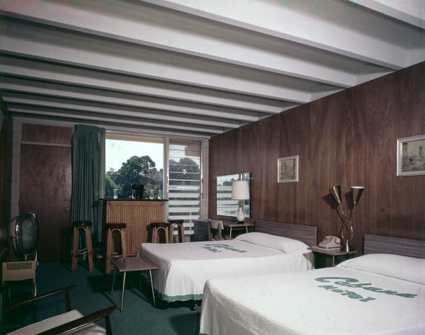 Interior view of room at the Cabana Motel in Florida.