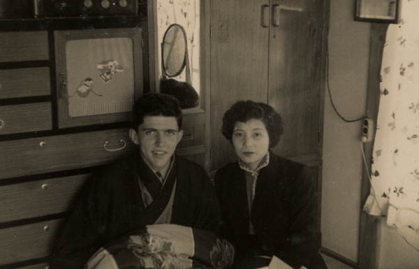 Florida photographer Richard Parks with a woman in Korea during the war.