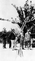 Governor Carlton with doctors at the "Health Circus" demonstration on sanitation.