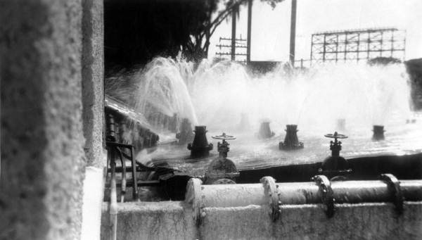Water aerators at a filtration plant in Orlando, Florida.