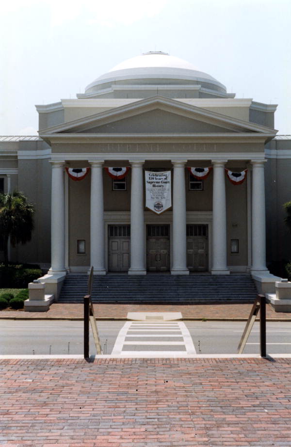 Florida Supreme Court Building showing banner for the sesquicentennial celebration - Tallahassee, Florida.