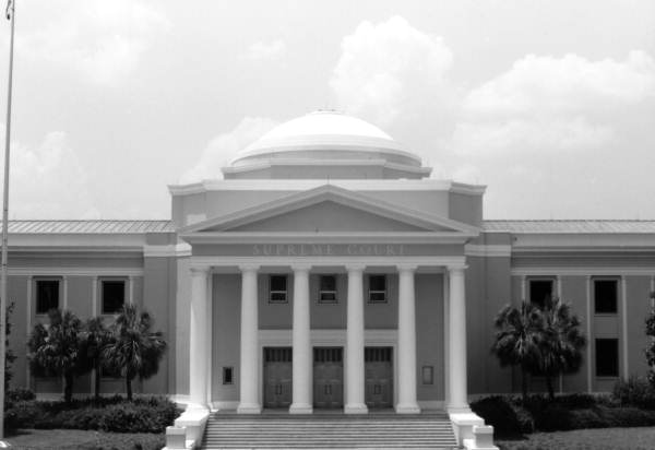 Front of the Florida Supreme Court Building after renovation and building additions in Tallahassee, Florida.