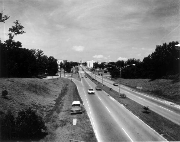 Capitol approach from the railroad overpass - Tallahassee, Florida