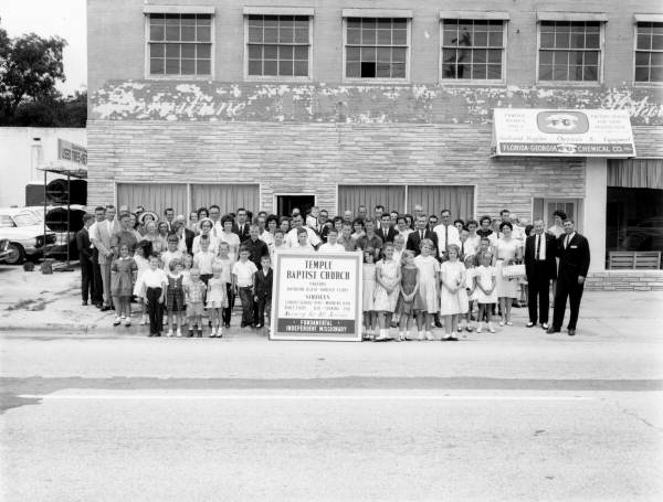 Congregation in front of the Temple Baptist Church - Tallahassee, Florida .