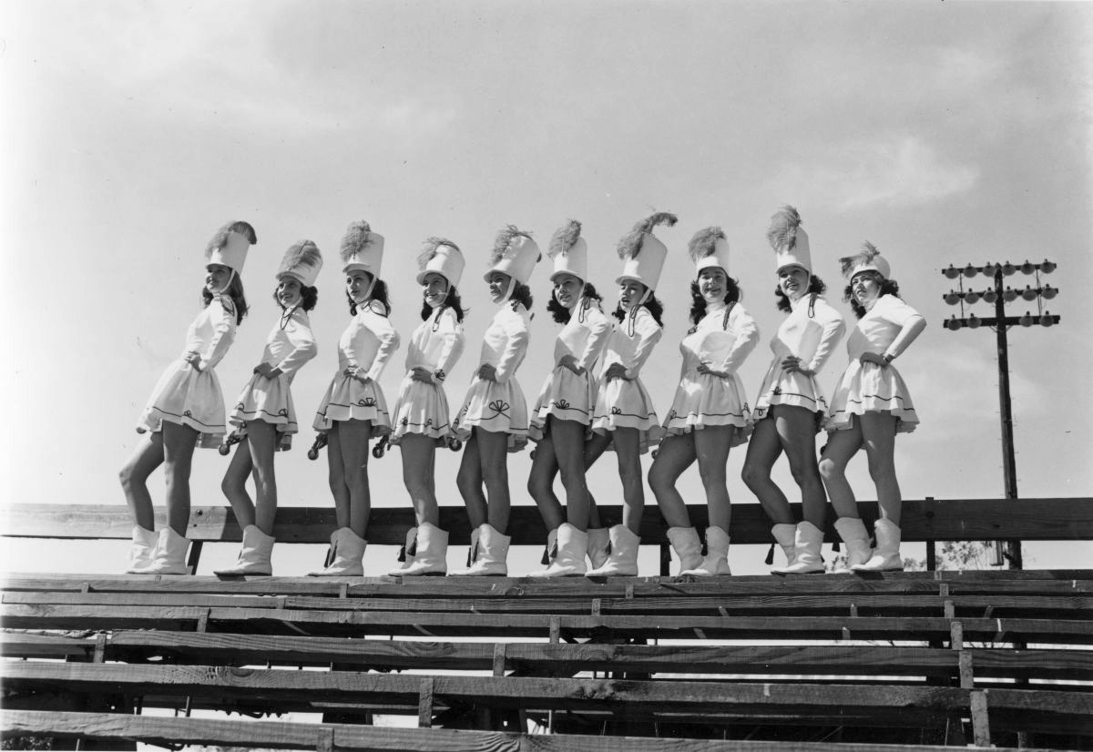 Leon High School Majorettes on Centennial field bleachers - Tallahassee, Florida .