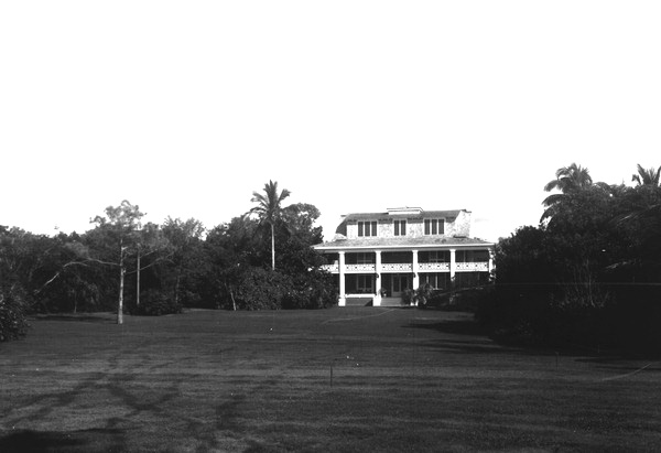 Lawn and house facing bay