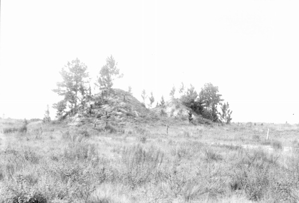 Piles of earth from phosphate mining