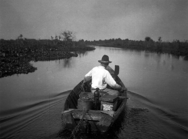 Man in motorboat