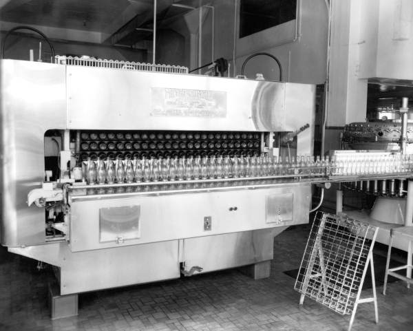 Empty bottles at the Coca Cola Bottling plant.