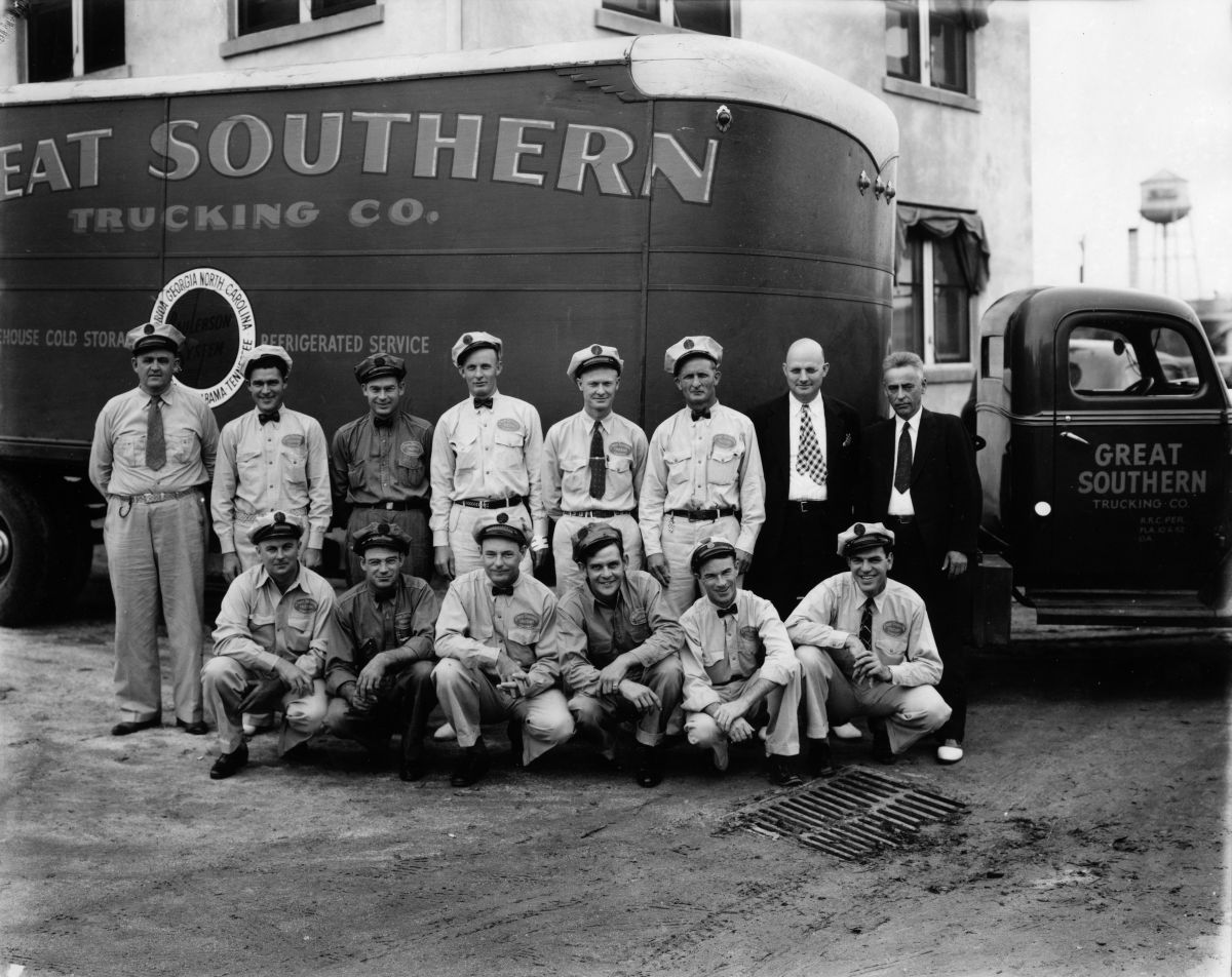 Drivers, owners and a refrigerated truck from Great Southern Trucking Company.
