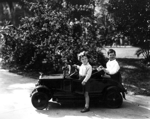 Boys and toy car.