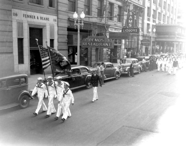 Boy Scouts in the circus parade.