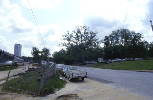 View looking east along W. Madison St. during construction of the Leon County Civic Center in Tallahassee, Florida.