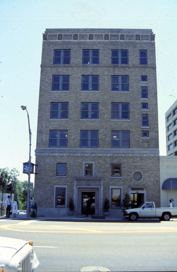Historic Exchange Bank building on S. Monroe St. at the corner of College Ave. in Tallahassee, Florida.