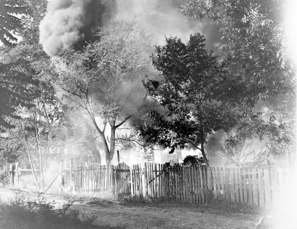 View showing a Tallahassee residence on fire.