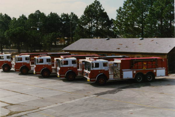 View showing TFD fire trucks.