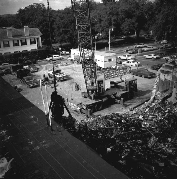 View overlooking the demolition of Mendelson's department store in Tallahassee, Florida.