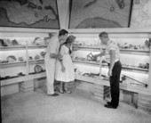 Art McKee with visitors inside the second museum building - Plantation Key, Florida