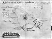 Old English map of the Bahama Banks showing the location of early important shipwrecks
