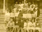 Mary Rebecca Wilkinson later Andrews with her class at Saint Andrews School in Bay County.