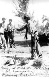 Seminole boys playing quoits at the Mission