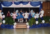 1995 Speckled Perch Princess on stage with the 1996 contestants.