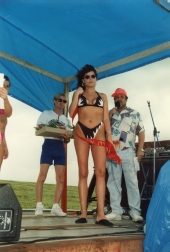 Contestant on stage during the Battle of the Bands festival beauty contest in Okeechobee.
