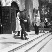 President and First Lady Kennedy leaving St. Edward's church in Palm Beach.