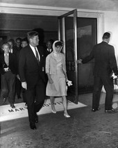 President Kennedy and First Lady Jackie leaving St. Mary's Hospital in West Palm Beach.