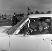 Caroline Kennedy, daughter of President and Mrs. John F. Kennedy, arriving at Palm Beach International Airport.